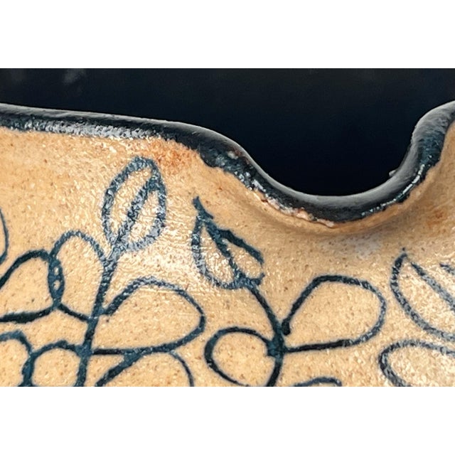 Vintage German Studio Pottery Jug Vase with Floral Pattern by Gerhard Liebenthron, 1989 For Sale - Image 15 of 18
