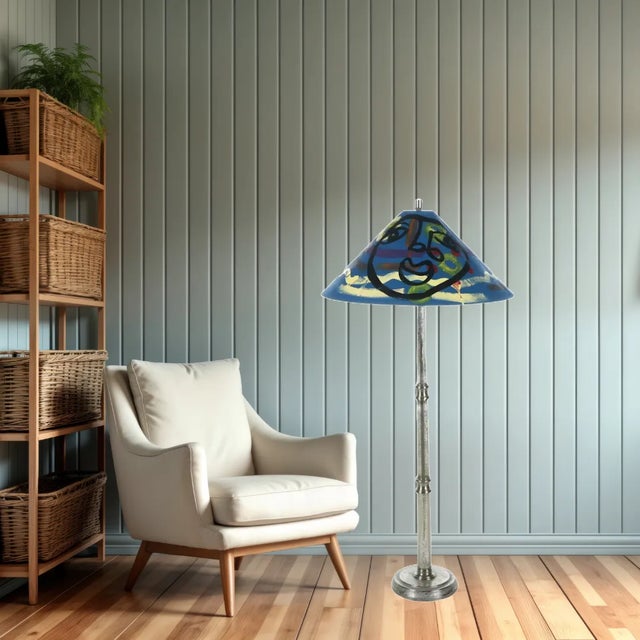 Abstract 1970s Peter Keil Original Painted Lampshade For Sale - Image 3 of 15