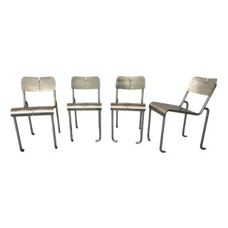 Modernist Architectural Stainless Steel Dining Chairs, 1980s, Set of 4 For Sale