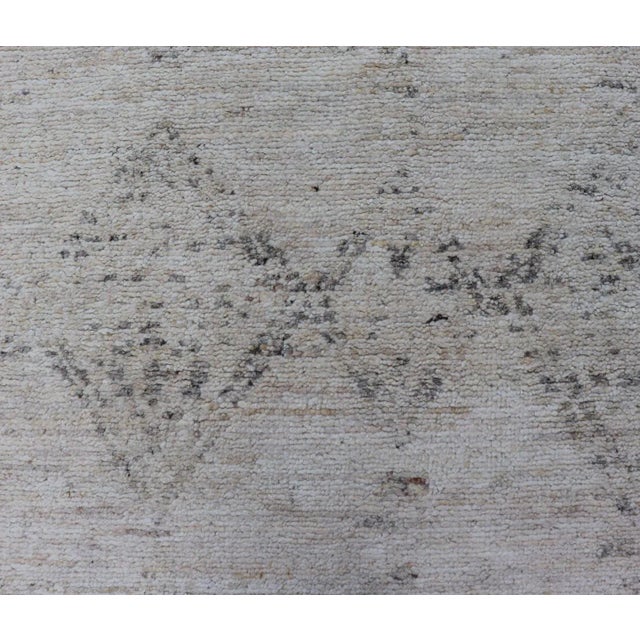 Long Modern Gallery Runner in Neutrals With Moroccan Styled Diamond Design For Sale In Atlanta - Image 6 of 10