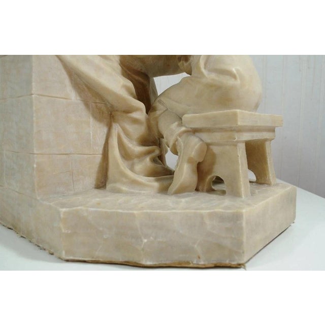 Early 20th Century E Battiglia La Favola Della Nonna Alabaster Italian Sculpture Tale of Grandma For Sale - Image 9 of 13
