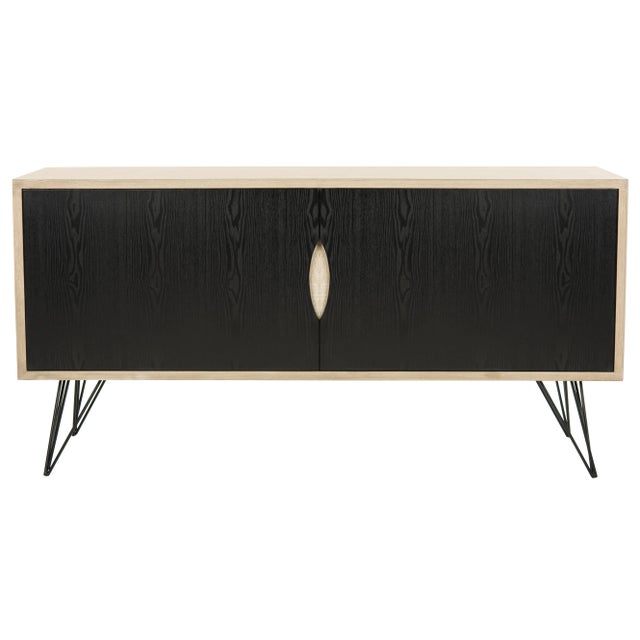Hairpin Leg Sideboard in Light Oak & Black For Sale - Image 9 of 9