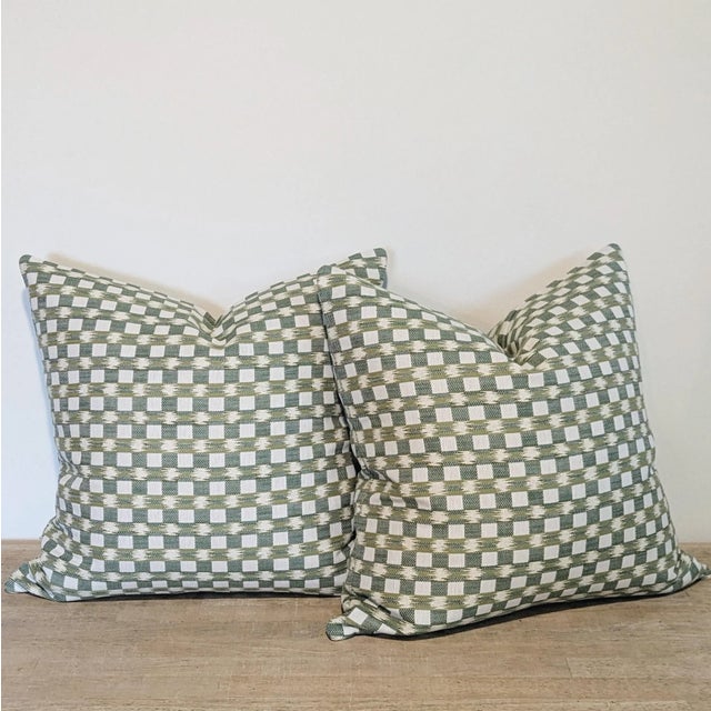 Traditional Brunschwig Fils Green Geometric Pillows - Set of 2 For Sale - Image 3 of 4