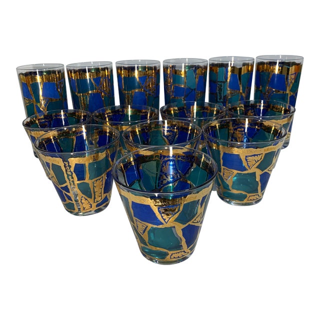 1960s Georges Briard "Europa" Pattern Barware, 14 Pieces For Sale