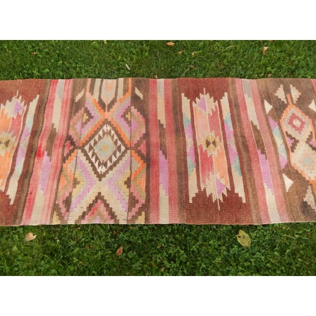 Textile Vintage Geometrical Turkish Kurdish Urfa Kilim Runner 2′7″ × 9′9″ For Sale - Image 7 of 13