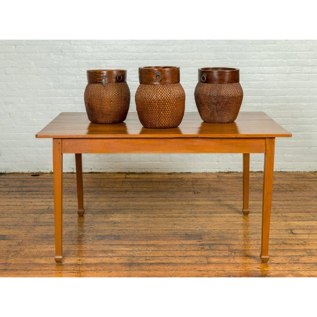 Mid 20th Century Vintage Chinese Dining Table with Simple Classical Design and Spade Feet For Sale - Image 5 of 12