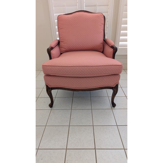 Vintage Overstuffed Arm Chair With Frenchy Cabriole Legs, Unattached Comfy Seat & Back Cushions For Sale - Image 12 of 13