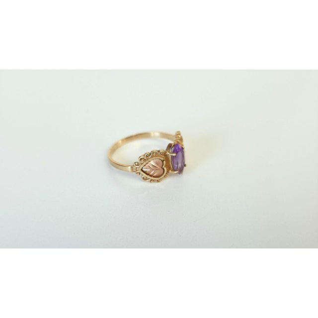 Metal Antique 14k Yellow and Rose Gold Amethyst Sweetheart Ring, Circa 1890–1910, Size 10 For Sale - Image 7 of 17