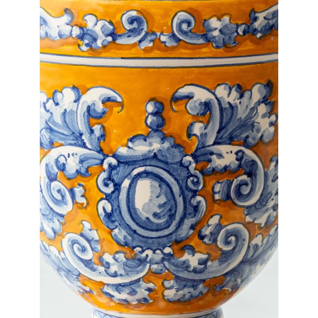 2000 - 2009 Vintage Talavera Pottery Table Lamp in Spanish Majolica with New Silk Lampshade For Sale - Image 5 of 15