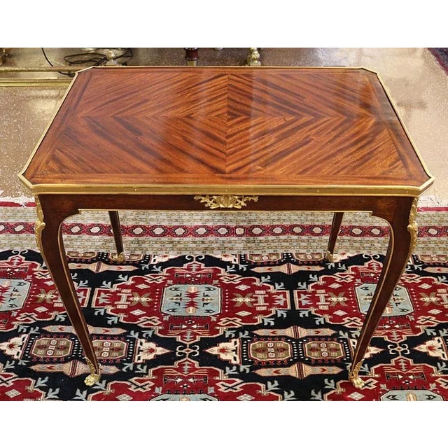 1920s French Louis XV Bronze Mounted Kingwood & Mahogany Writing Table For Sale - Image 12 of 12