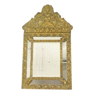 Cushion Mirror Repousse Faceted Mirror France, 1890s For Sale
