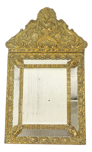 Cushion Mirror Repousse Faceted Mirror France, 1890s