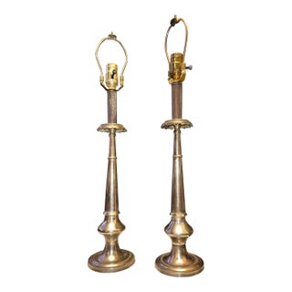 Pair of 18th Century Continental European Candlesticks Turned Into Table Lamps For Sale