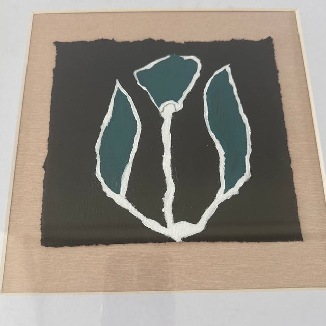 Original Abstract Floral Paintings Mounted on Fabric Matted and Framed - Set of 2 For Sale In Fayetteville, AR - Image 6 of 7