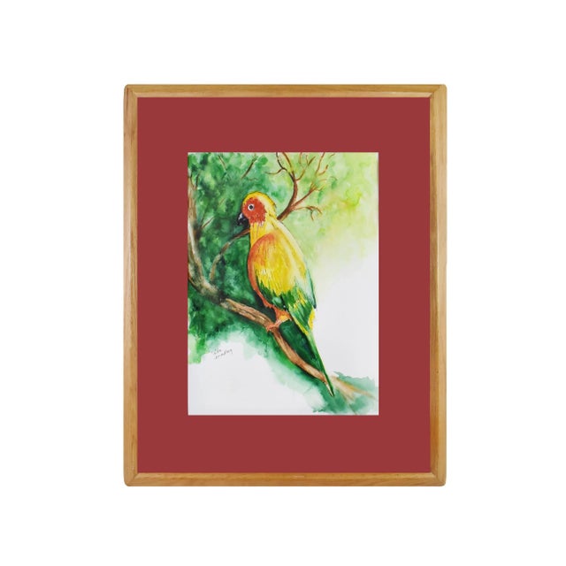 Vintage Watercolor Tropical Parrot Painting by Ida Bradley For Sale - Image 6 of 6