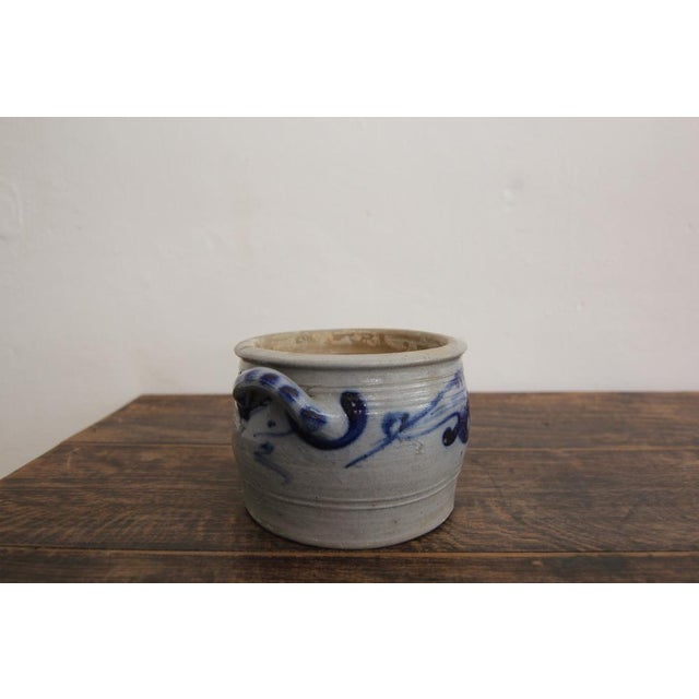 Ceramic German Folk Art Grey and Cobalt Blue Stoneware Jar, 1890s For Sale - Image 7 of 12