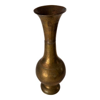 Vintage Handcrafted Brass Vase For Sale