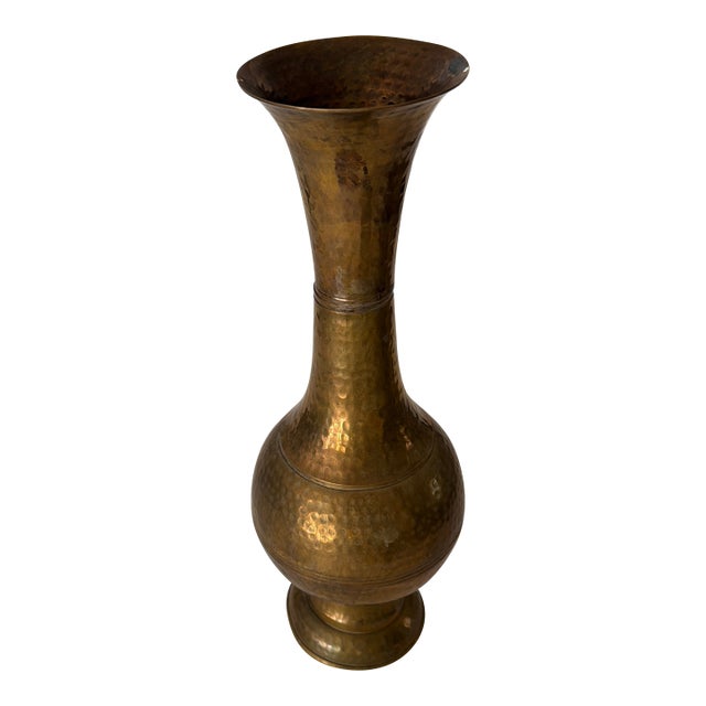 Vintage Handcrafted Brass Vase For Sale