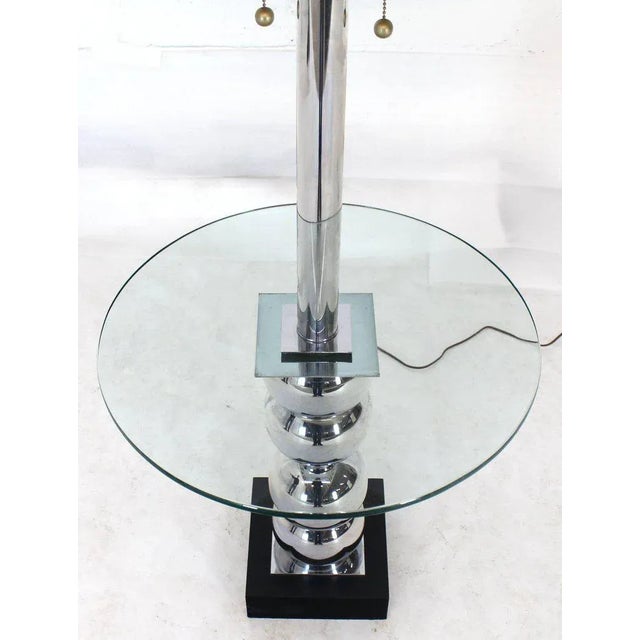 Mid-Century Modern Stacked Chrome Globes Base Glass Side Table Floor Lamp For Sale - Image 4 of 9