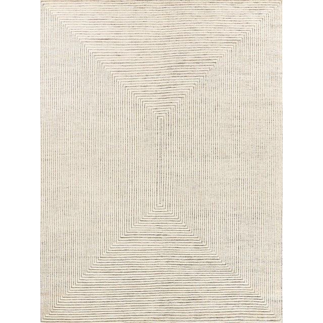 Ivory Exquisite Rugs Crescent Hand-Knotted New Zealand Wool Ivory Rug-10'X14' For Sale - Image 8 of 8