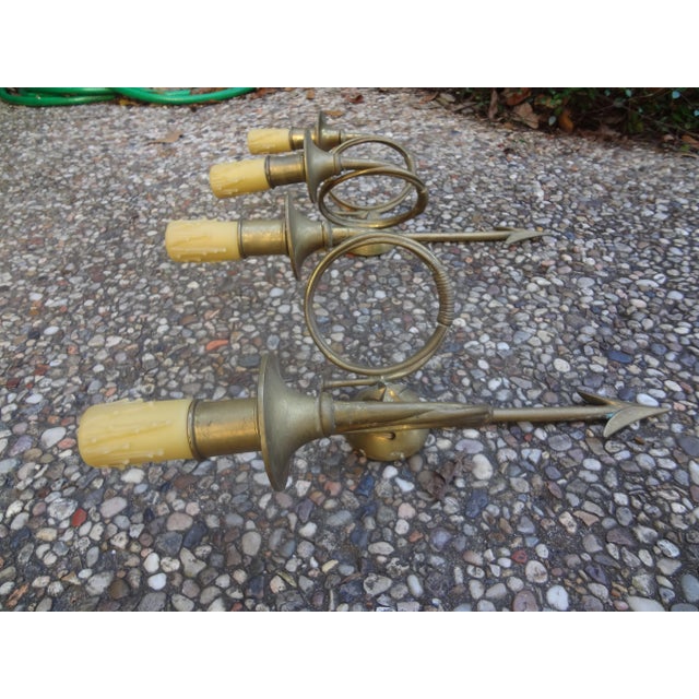 Metal Pair of French Maison Bagues Style Bronze Neoclassical Arrow Sconces For Sale - Image 7 of 11