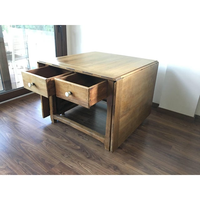 Spanish Spanish, 18th Century Drop-Leaf Table with Four Gate-Leg and Three Drawers For Sale - Image 3 of 18