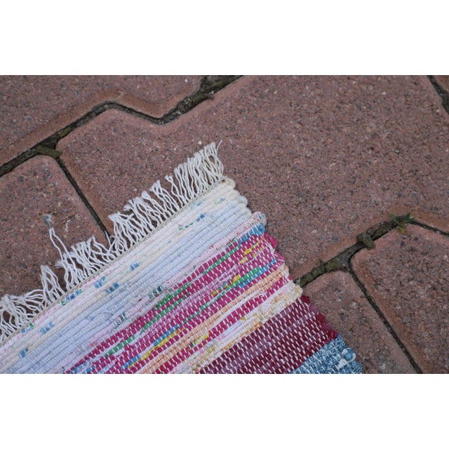 1980s Hand-Knotted Kilim With Stripe Patterns For Sale - Image 9 of 10