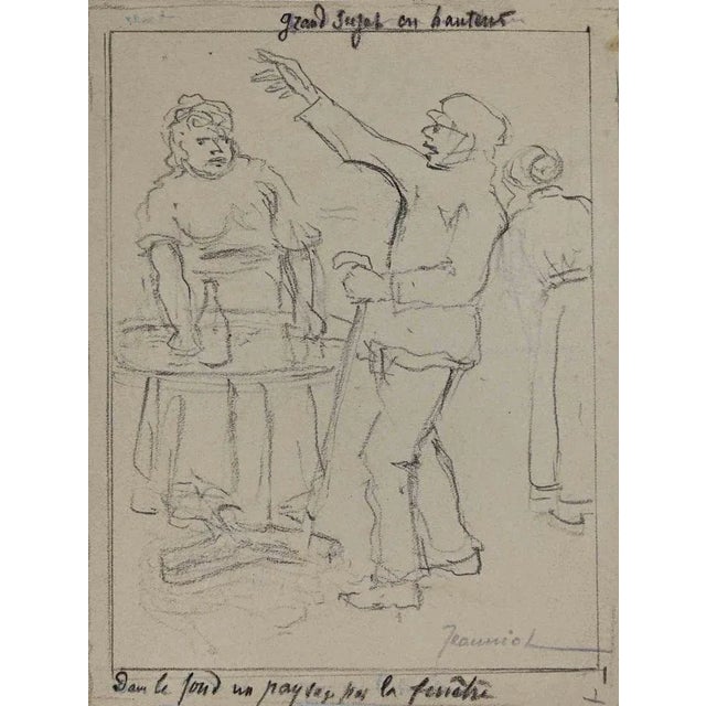 Figures is an original Drawing on paper realized by the painter Pierre Georges Jeanniot (1848-1934). Drawing in Pencil....