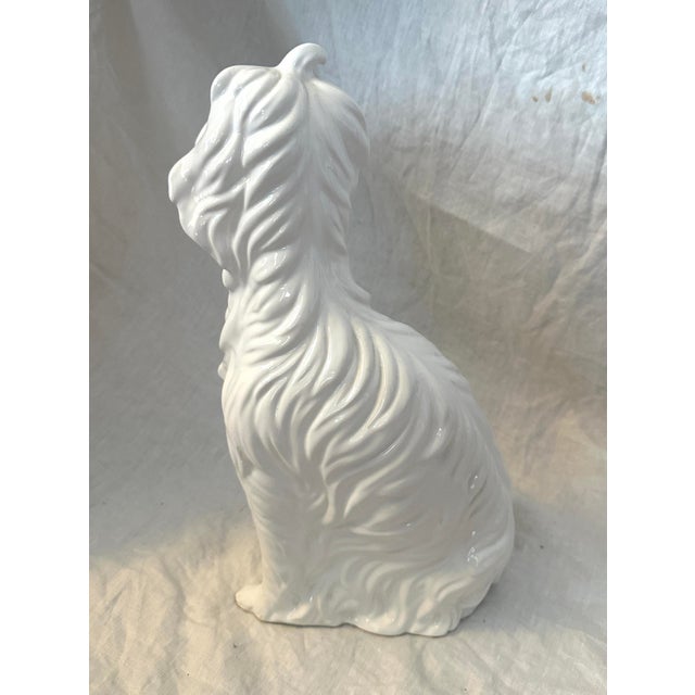 Vintage Russian Wolfhound Borzoi White Ceramic Dog Figure. Perfect nestled next to a chair by the fireplace, or entryway....