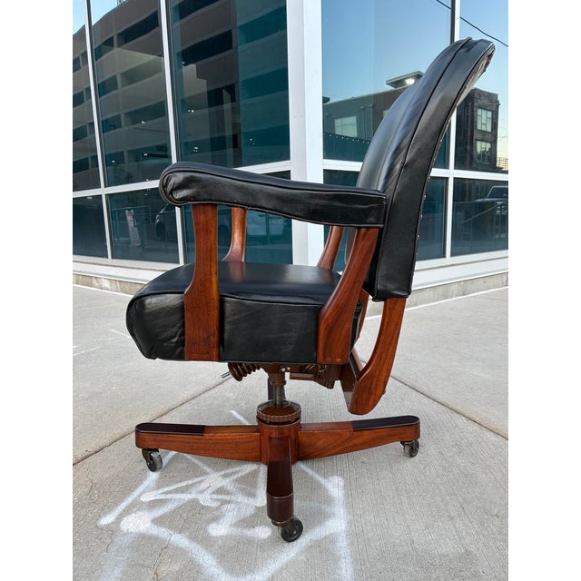 Antique Leather Desk Chair From the Sikes Company Inc. For Sale In Denver - Image 6 of 12