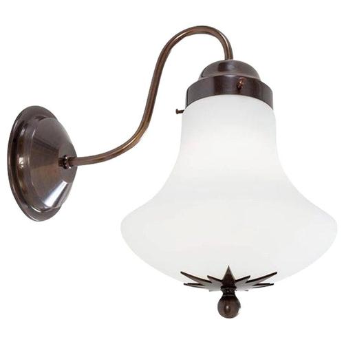 Metal Stoby Wall Lamp in Oxidized Brass and Matte Glass For Sale - Image 7 of 7