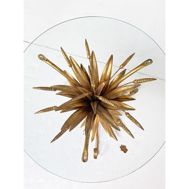 Italian Wheat Sheaf Low Table of Gilt Metal With Round Top of Glass For Sale In Austin - Image 6 of 9