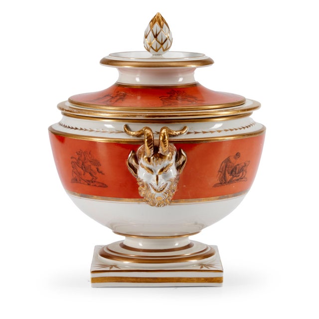 Antique early 19th century George III Barr, Flight & Barr Worcester porcelain fruit cooler. Urn shape with satyr mask...