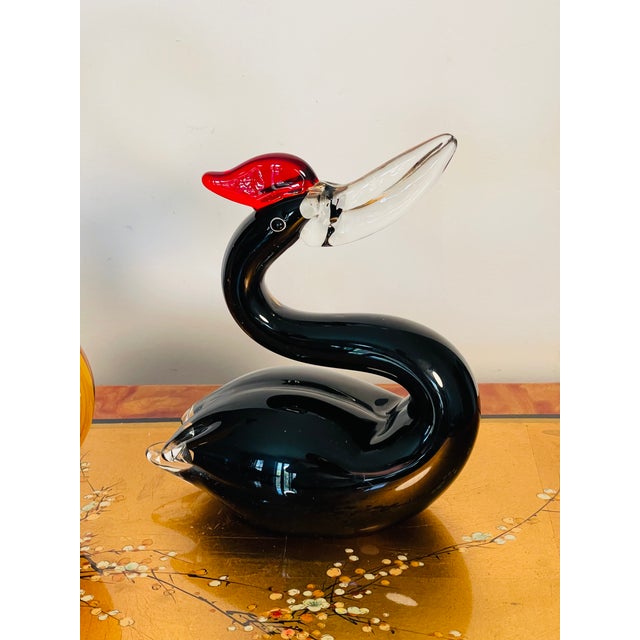 1960s Gorgeous Italian Vintage Murano Glass Swan Sculptures For Sale - Image 5 of 9
