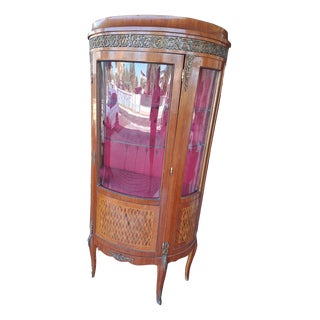 French Crescent Display Case in Walnut For Sale