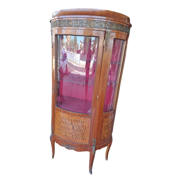 French Crescent Display Case in Walnut For Sale