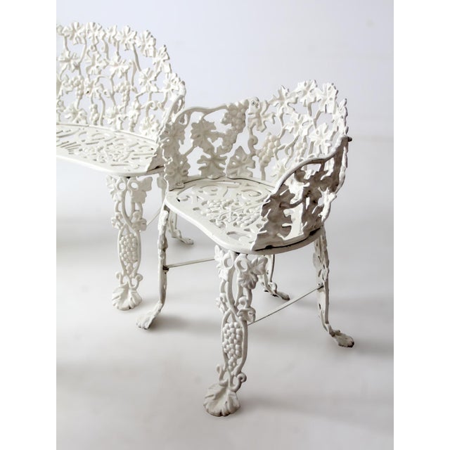 Victorian Vintage Cast Aluminum Garden Set Grapevine Patio Seating 4 Piece For Sale - Image 3 of 14
