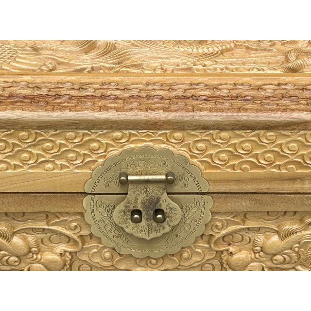 Light Tan Brown Dragon Carving Camphor Wood Trunk Chest For Sale - Image 12 of 13