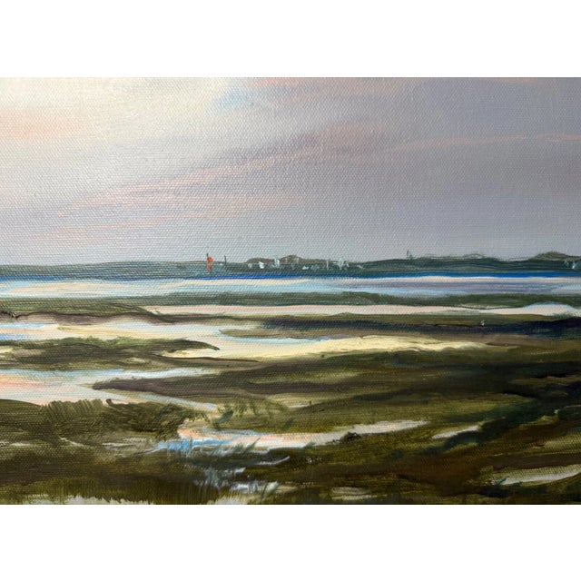 2000 - 2009 Large Original Louise Ramsay Jersey Marsh Oil Painting Sea Landscape on Canvas For Sale - Image 5 of 13