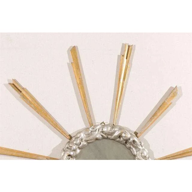 Wood Mid-19th Century Vintage Italian Gilded Sunburst Mirror For Sale - Image 7 of 11