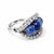 Vintage 14k White Gold 3-Stone Star Sapphire & Diamond Cocktail Ring, Size 5.25 For Sale - Image 4 of 5