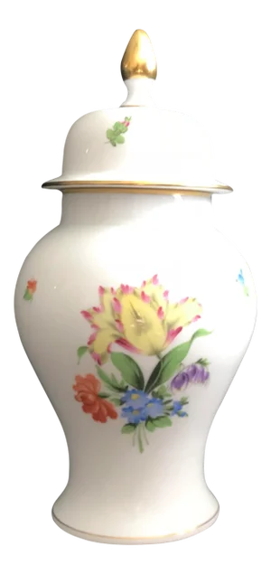 Herend Hand-Painted Gilt Floral Ginger Jar