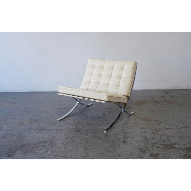 Vintage Cream Leather Knoll Barcelona Chair by Ludwig Mies Van Der Rohe For Sale - Image 9 of 12