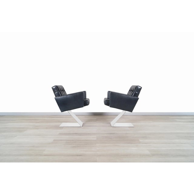 1970s Vintage Stainless Steel "Z" Lounge Chairs by Milo Baughman for Thayer Coggin For Sale - Image 5 of 13