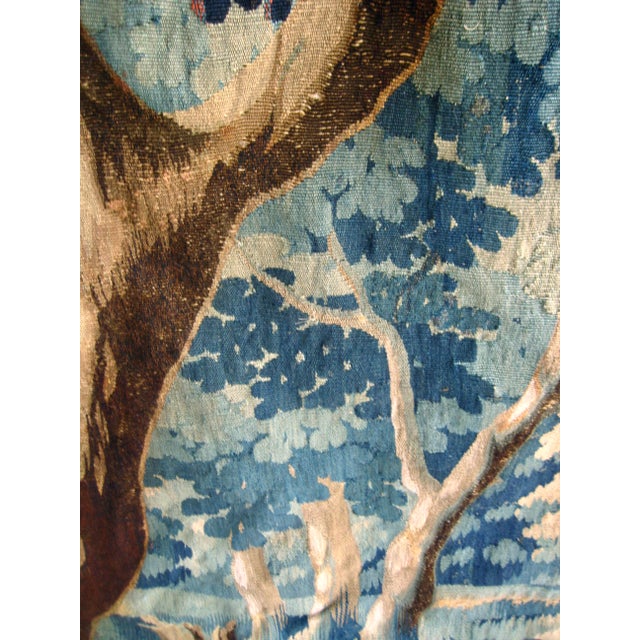 Aubusson French Tapestry Verdure Red Parrot in a Tree 18 Century For Sale - Image 13 of 15