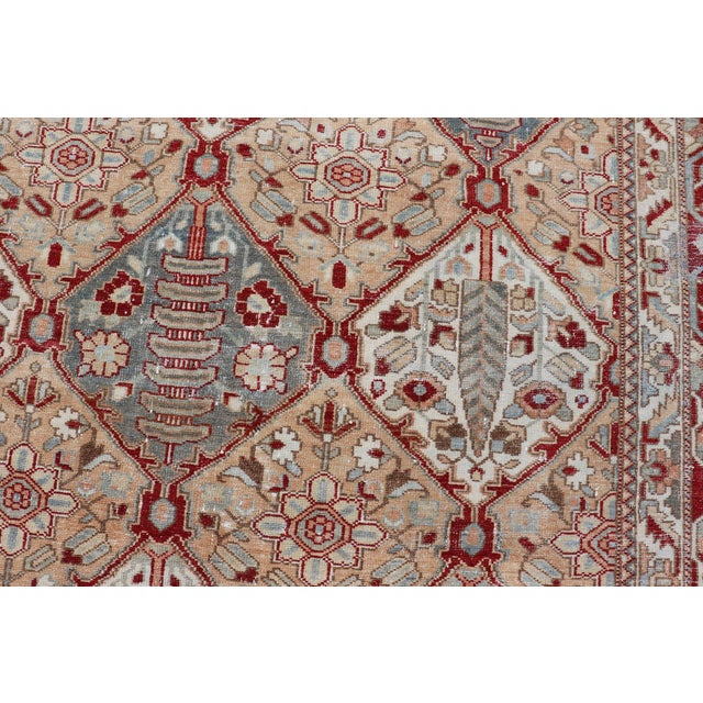 Red Antique Persian All-Over Garden Design Bakhtiari Rug in Multi Colors 12'11 X 15'6 For Sale - Image 8 of 15