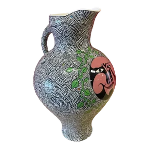1980s Patrick Dougherty Monumental Pitcher Clayworks Belleville, Kentucky 22" Tall