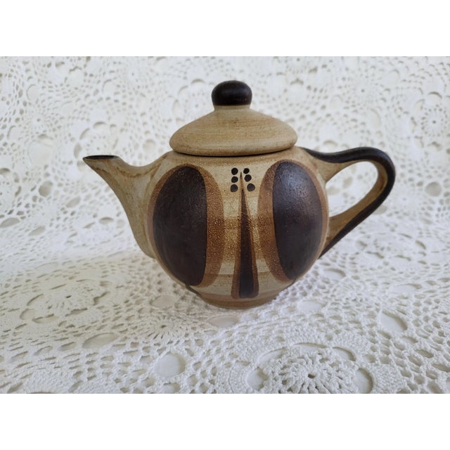 1960s German Sgrafo Modern Stoneware Tea Pot For Sale In Baltimore - Image 6 of 7