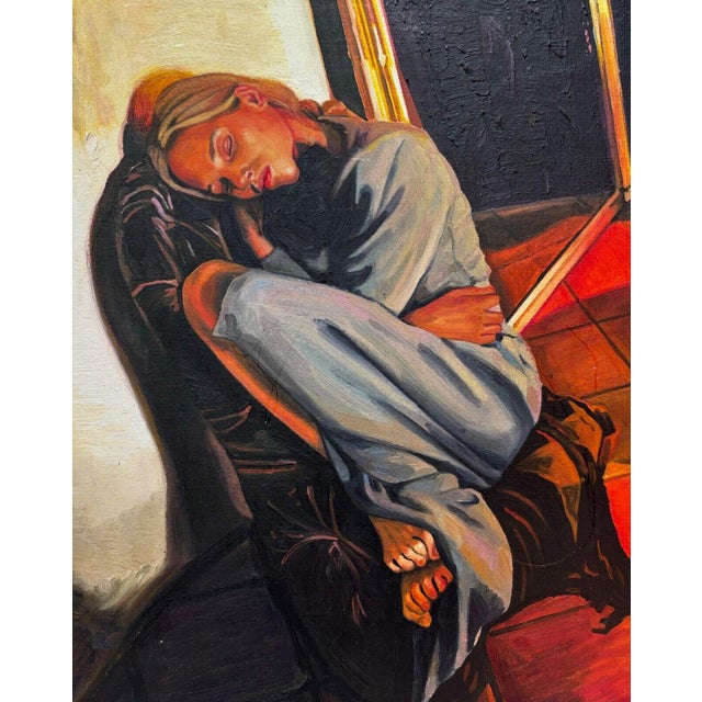 Original Piot Brehmer 'woman Sleeping' Contemporary German Realism Oil Painting For Sale - Image 4 of 10