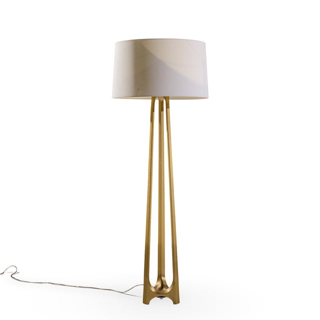 Thomas Pheasant for Baker Furniture Iron Eye Brass Floor Lamp This lamp measures: 24.25 wide x 24.25 deep x 64.5 inches...